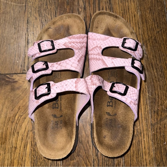Betula by Birkenstock Size 38 Pink Snake Print 3-Strap Sandal Luca/Florida Style - Picture 4 of 8